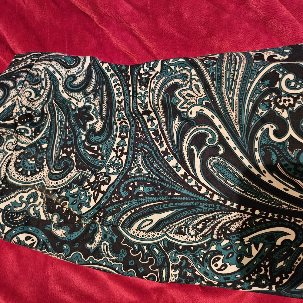 Paisley Print Skirt in Black and Teal